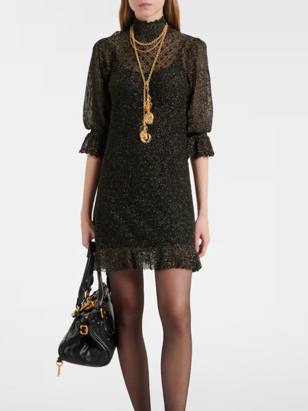 Chloé Ruffled lamé minidress